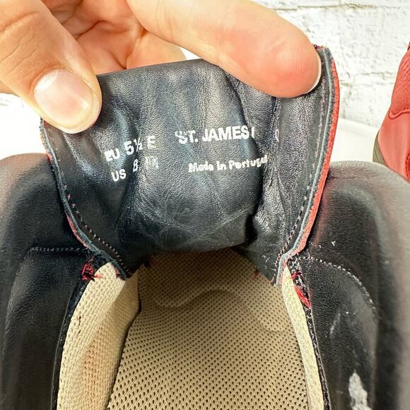 BALLY Exedo Boots St. James Vintage Lace Up Ankle Leather Red 8 - Picture 5 of 13